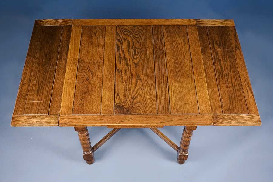 English Oak Antique Barley Twist Draw Leaf Pub Table Dining Game 