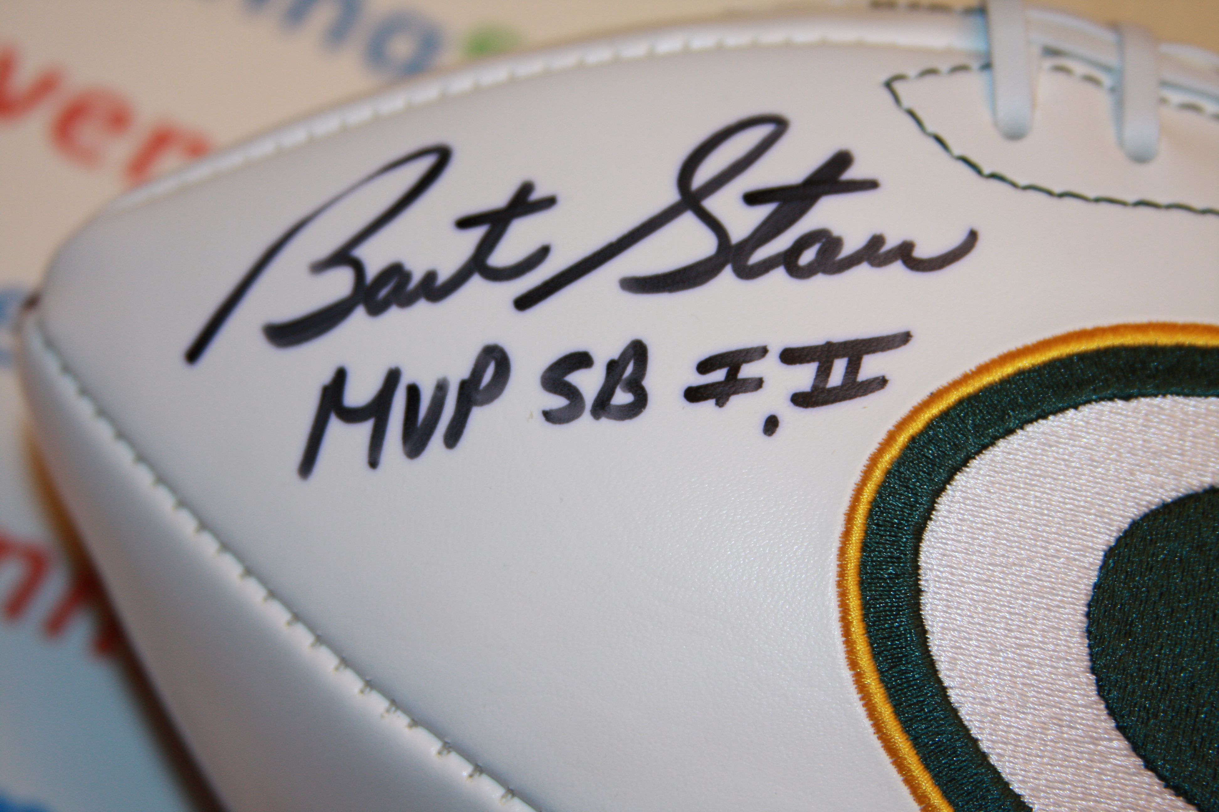 Bart Starr Autographed Green Bay Packers Logo Football Super Bowl 