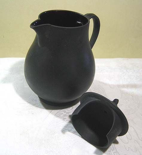 RARE Wedgwood Black Basalt Sybil Widow Finial Teapot Coffee Pot 1908 