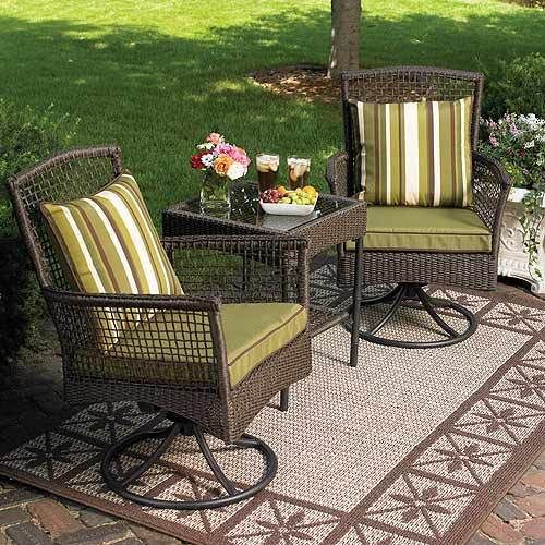 Home Garden Furniture Bali 3 Piece Swivel Rocking Outdoor Patio Bistro 