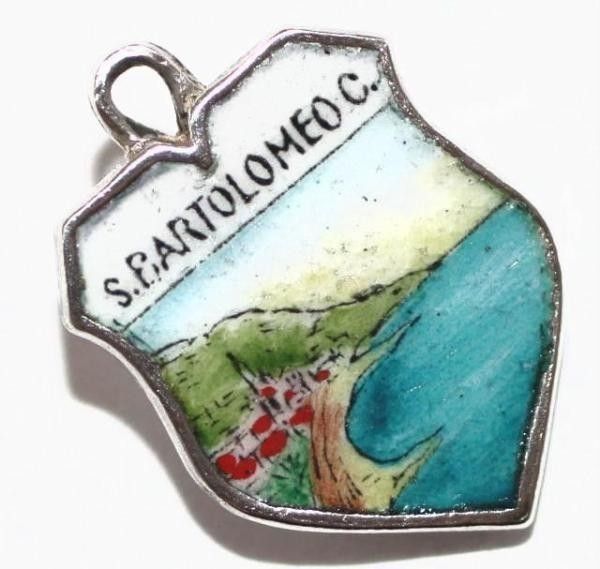 Rare SAN BARTOLOMEO ITALY Vintage Silver ENAMEL SHIELD Charm