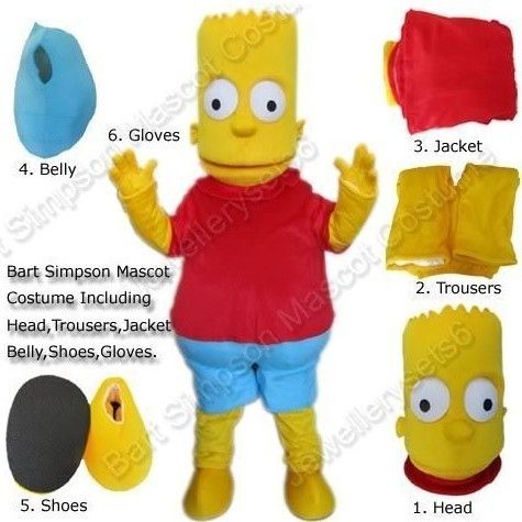 New Adult Suit Size Bart Simpson Cmascot Costumes Cartoon Fancy Dress 