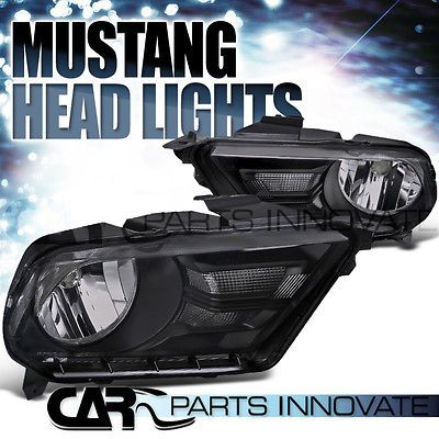   GT BLACK HOUSING CRYSTAL SMOKE HEADLIGHTS LAMP (Fits 2013 Mustang