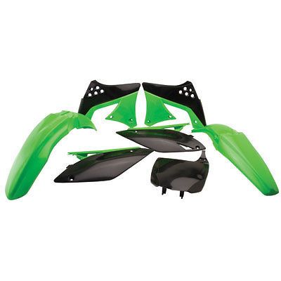 New Plastic Kit Set Black Green KAWASAKI KX250F 2009–2012 Polisport