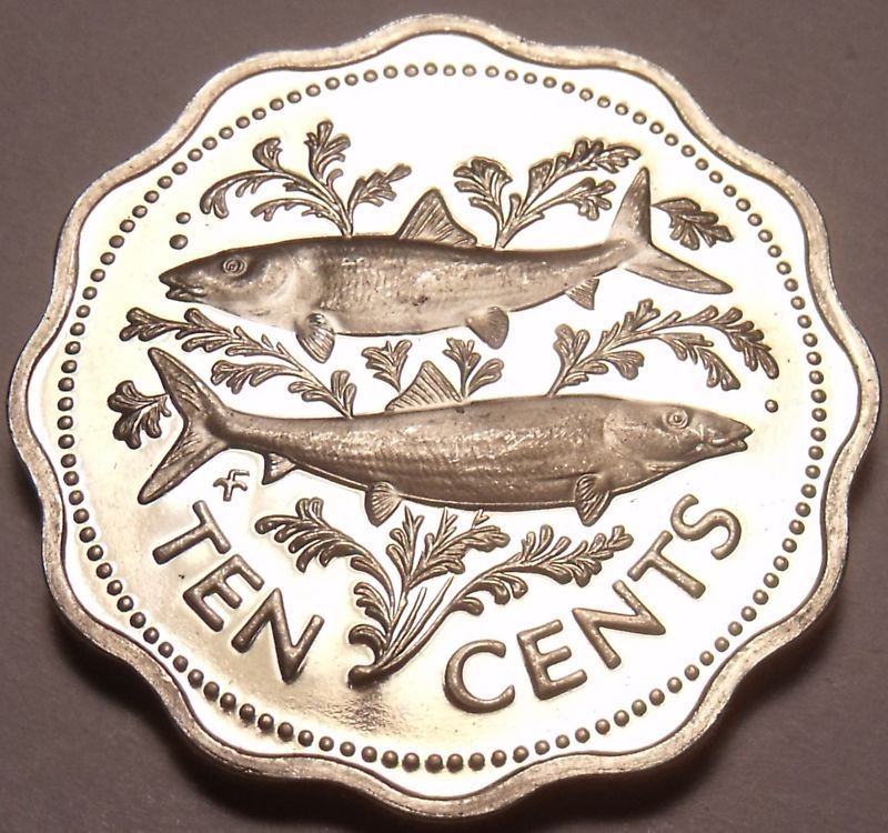 cameo proof bahamas 1976 10 cents bone fish free ship