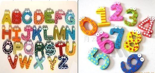   Educational 26X Letters Alphabet &10 number Wooden Fridge Magnet