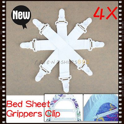 4x bed sheet grippers holder clip fasteners elastic set from