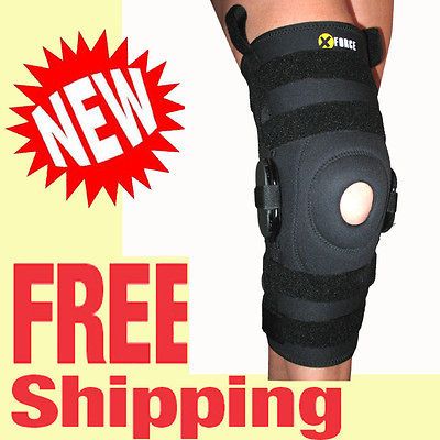 New KNEE BRACE SUPPORT PATELLA Adjustable neoprene Hinged MEDIUM FREE 