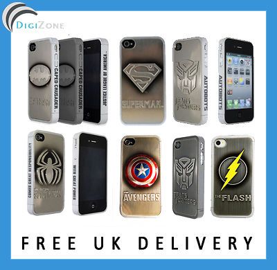 IPHONE 4 4S SUPERHERO BRUSHED METAL CASE COVER BATMAN SUPERMAN 