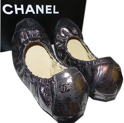 695 CHANEL Mademoiselle COCO ballerina flat ballet vintage Leather 