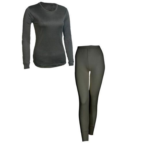 ladies wool bld thermal underwear 2pc set black size 18