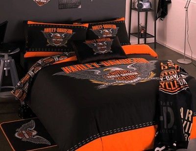 HARLEY DAVIDSON   3 Pce DOUBLE Size Quilt / Doona Cover Set LICENSED 