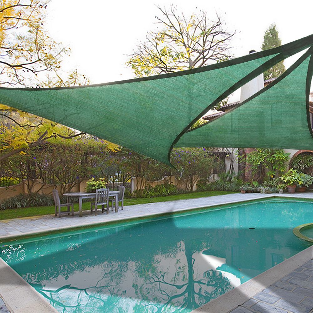 2x 11.5 Triangle Green Sun Shade Sail 6 Degree Lower Outdoor Garden 