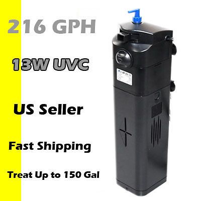 Aquarium Submersible 13W UVC Sterilizer w/ Built In Pump Freshwater 