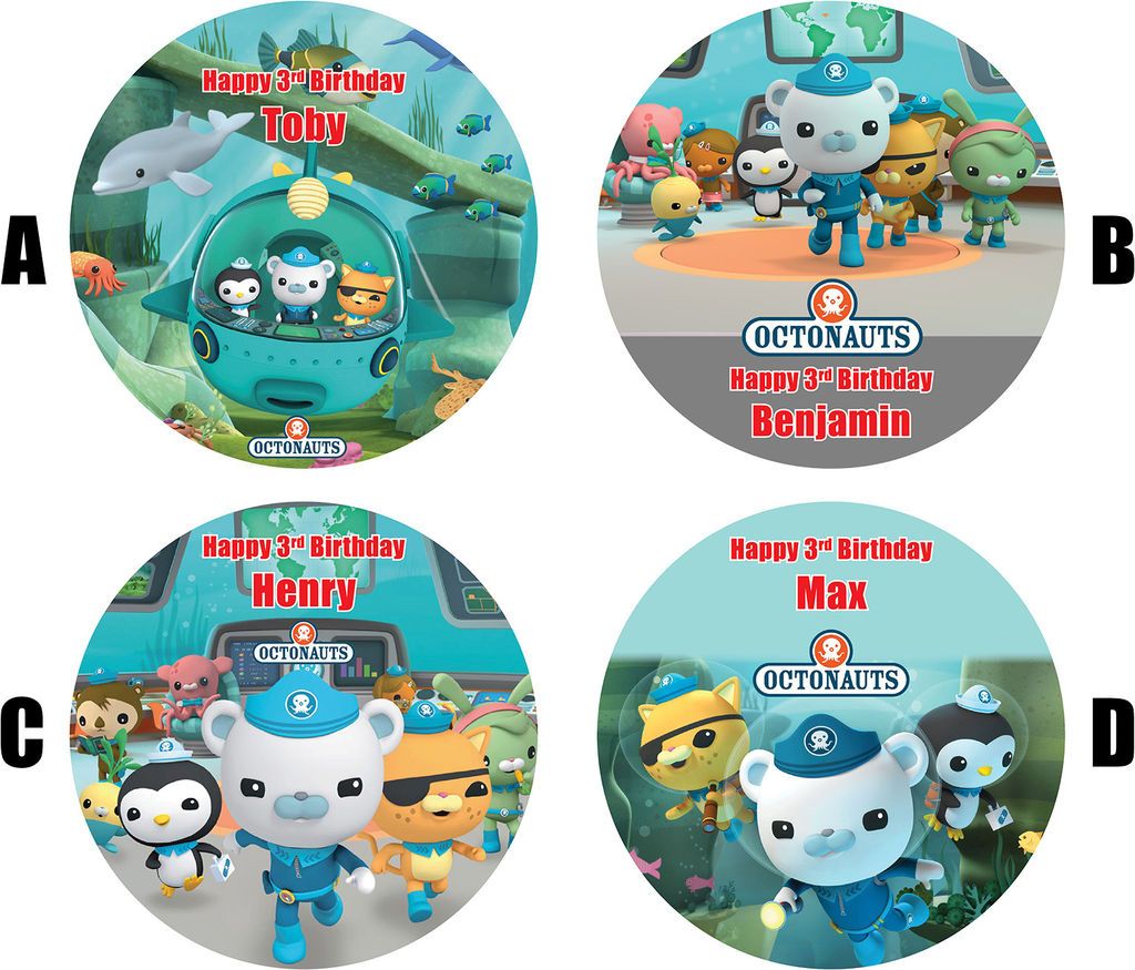 OCTONAUTS CAKE TOPPER DECORATION PERSONALISED BIRTHDAY 7.5 ROUND