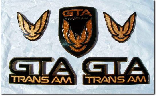 new 87 90 gta trans am emblem 5pc set black