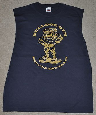 Bulldog Gym Sleeveless Workout Bodybuilding Muscle Shirt Sz M Navy 