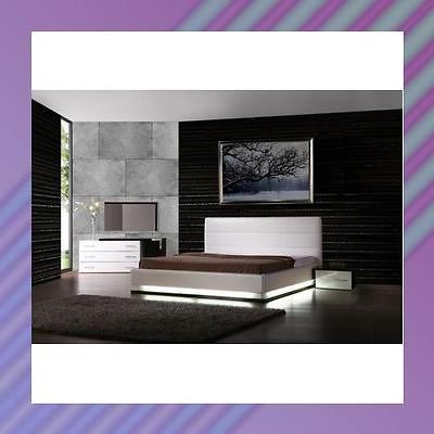 CAL KING INFINITY 4 PIECE MODERN BEDROOM SET W/ ILLUMINATING LIGHTS 