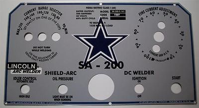 Lincoln Electric Welder SA 200, L 5171 Dallas Cowboy Control Plate 