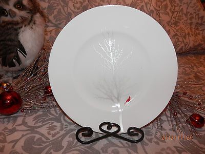 NEW 222 Fifth Winter Cardinal SALAD PLATES set 4 Dessert round China 