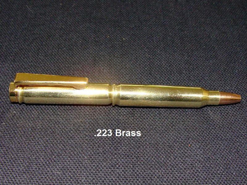 BULLET PEN .223 CALIBER RIFLE BRASS OR NICKEL PLAIN CLIP SHORT MINI