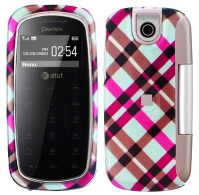 Pantech Impact P7000 PINK PLAID Faceplate Protector Snap On Hard 