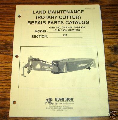 bush hog ghm rotary cutter mower parts catalog manual time