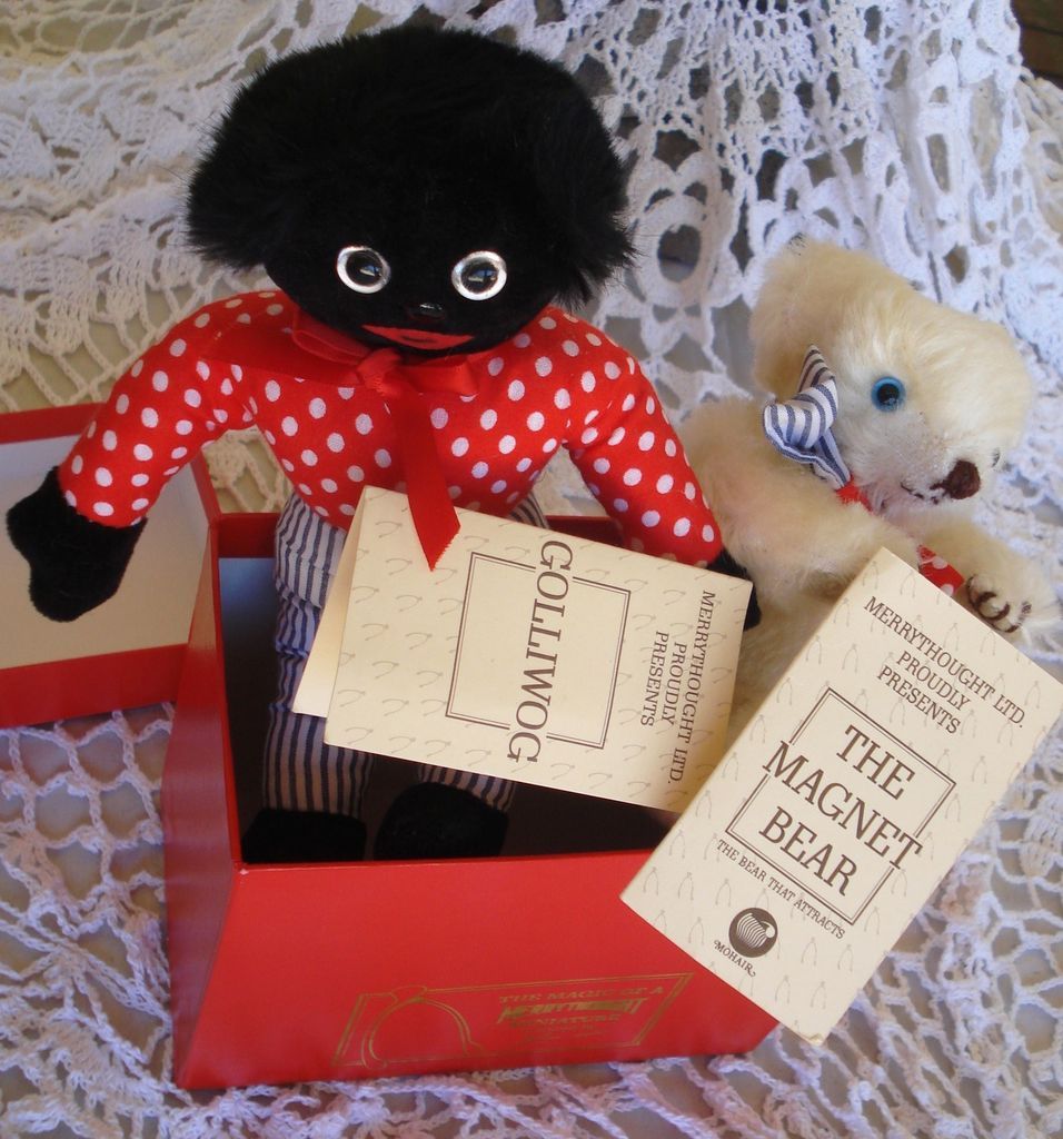 Merrythought Miniature Golliwog and Magnet Bear Perfect In Box