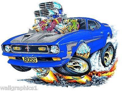 Mad Dog 1971 Ford Mustang Boss 351 Wall Graphic Vinyl Decal Man Cave 