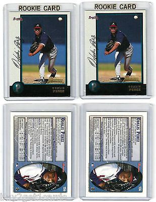 x4) 1998 Bowman #356 Odalis Perez RC GEM LOT with Top Loaders (TAKING 