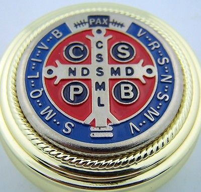 Catholic Saint St Benedict Communion Hospital Pyx For Hosts For Sick 