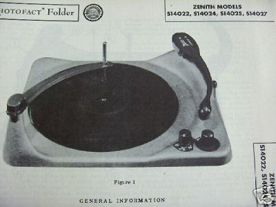 zenith s 14022 14024 14025 changer turntable photofact time left