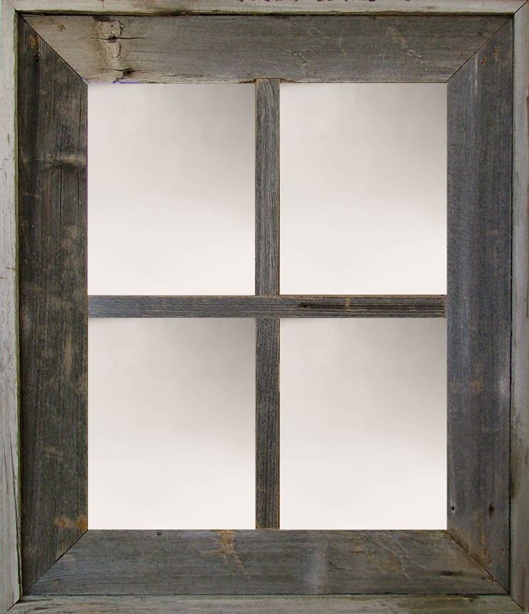 Mirror Wide Western Large 4 Pane Barn Window Mirror Barnwood Window 