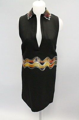 NWT CHRISTOPHER KANE Black Crepe Wool Sleeveless Jourdan Aqua Shift 