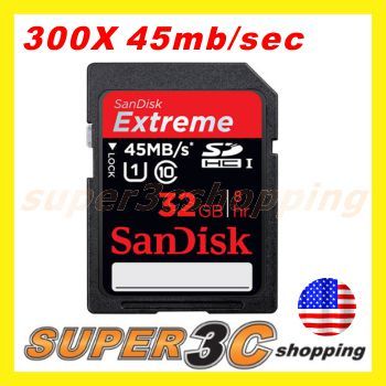 SanDisk 32GB Extreme Class 10 SDHC UHS I UHS 1 45MB s HD Video Flash 