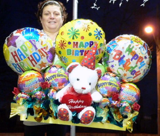 Giant Birthday Balloon Bouquet w Teddy Bear 3 Feet Long