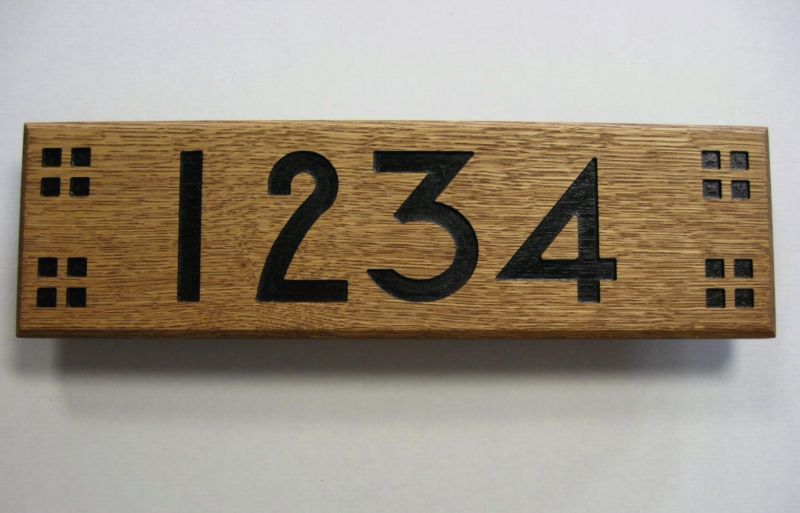 Mission Style Quartered White Oak House Number 4 Digit