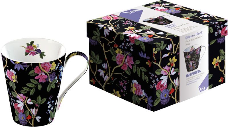 Kilburn Black Fine Bone China Mug in Gift Box Victoria Albert 