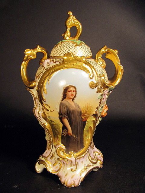 Extraordinary Signed Wagner Royal Vienna Gilt Capped Urn Best Best 