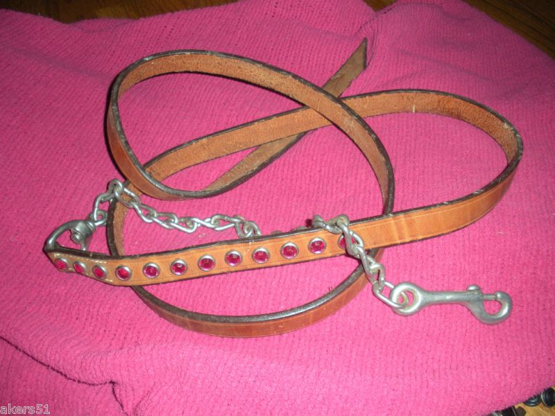 Halter Lead Fancy Show Pink Bling Akers Ranch Med Oil