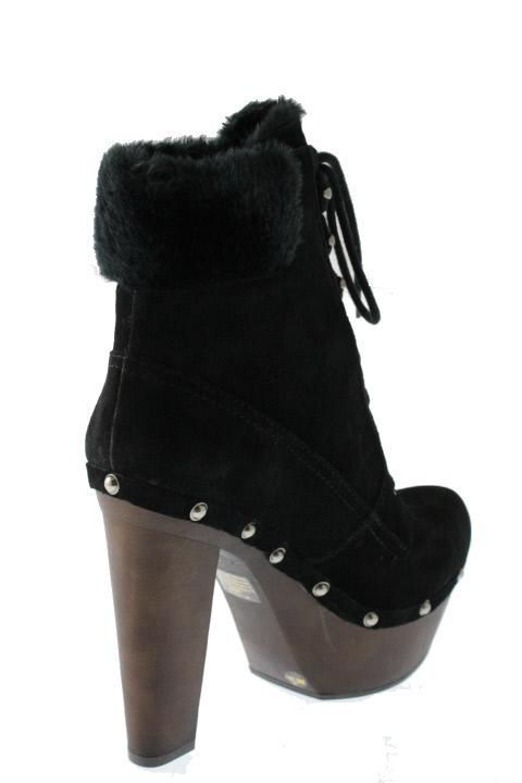 Jessica Simpson New Alfie Black Suede Heels Studded Platform Boots 