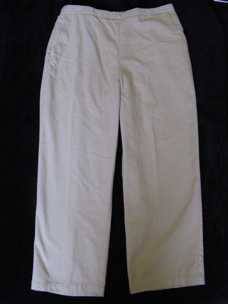 Alfred Dunner Womens 18 Petite Tan Pants Elastic Waist