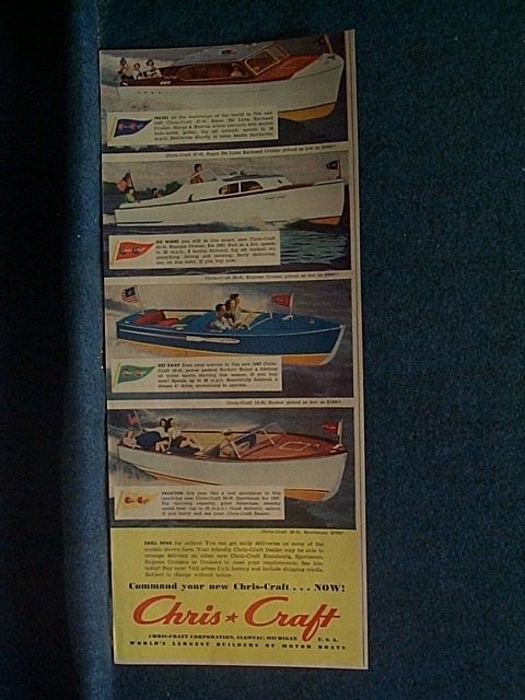 1947 Chris Craft Ad 4 Models Shown Algonac Mich