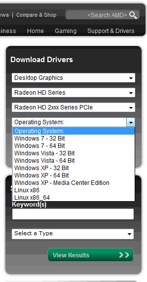 not included driver can be ed at amd web site