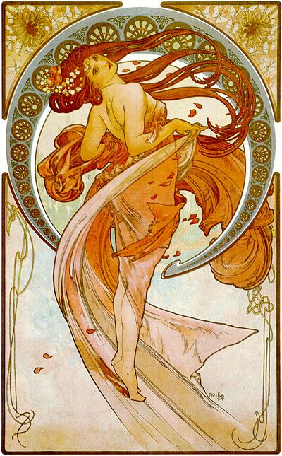 Handmade Oil Painting Repro Alphonse Maria Mucha Dance