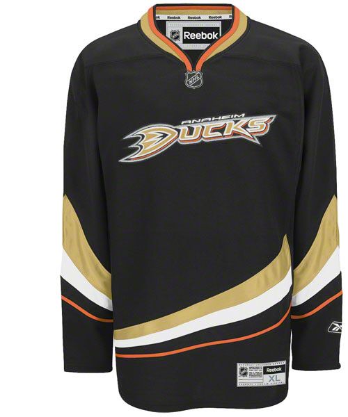 Anaheim Ducks Reebok Home Black Primary Logo Premier Hockey Jersey Sz 