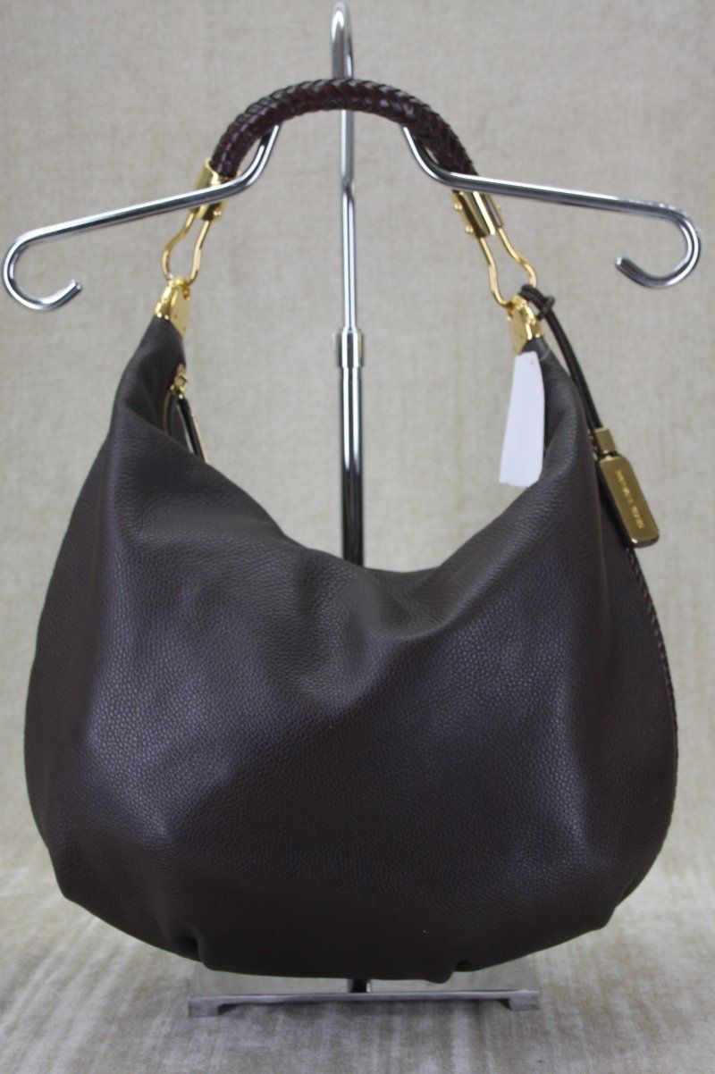 Michael Kors Skorpios Large Brown Leather Crescent Hobo Bag Purse $850 