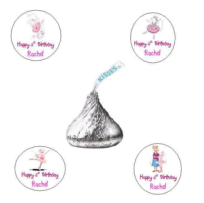 120 Angelina Ballerina Ballet Custom Birthday Party Hershey Kiss 