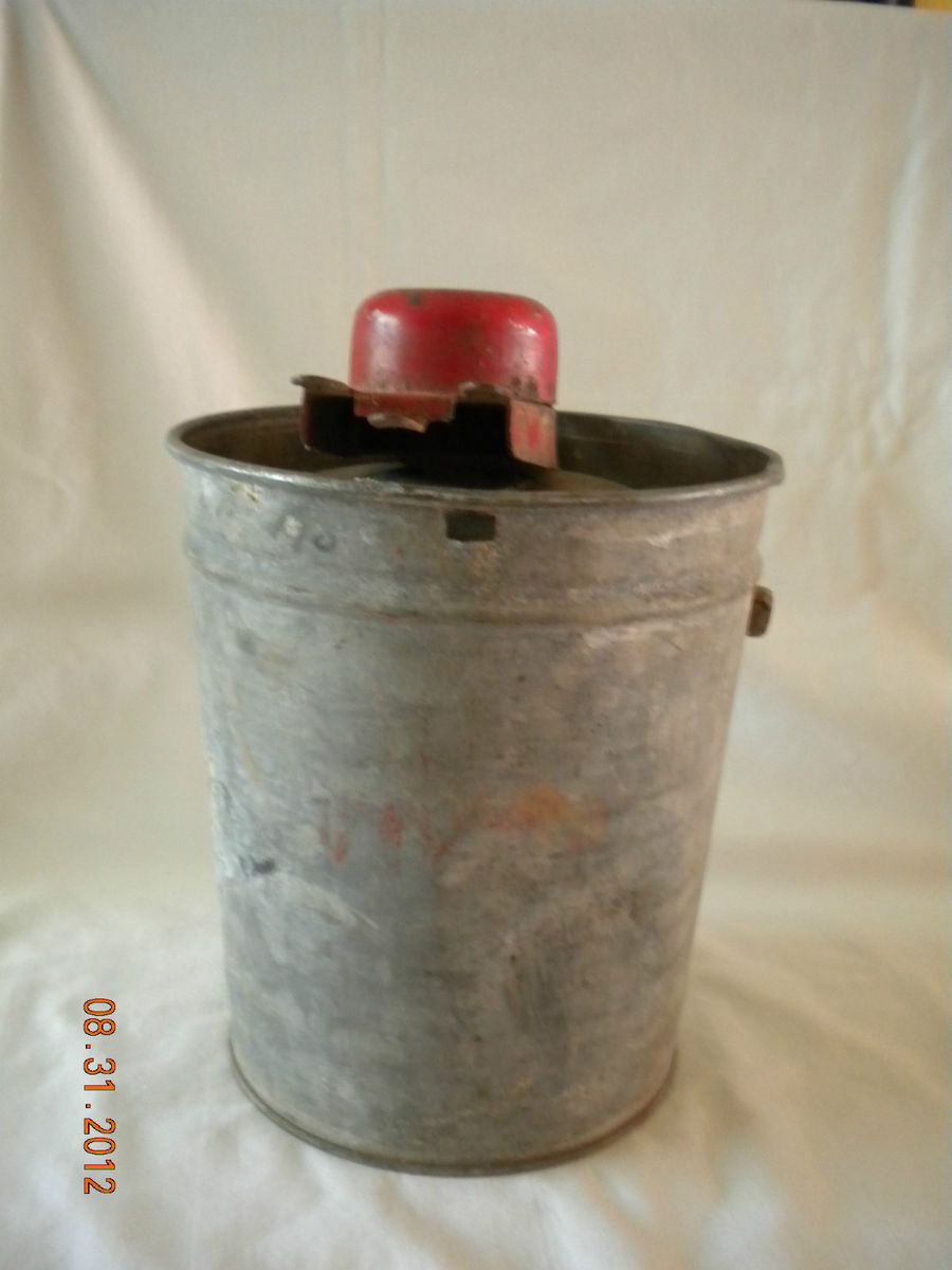 Antique Ice Cream Maker possibly Jack Frost Freeze Galvanized