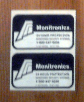 AUTHENTIC MONITRONICS SECURITY ALARM SYSTEM WARNING WINDOW STICKERS 